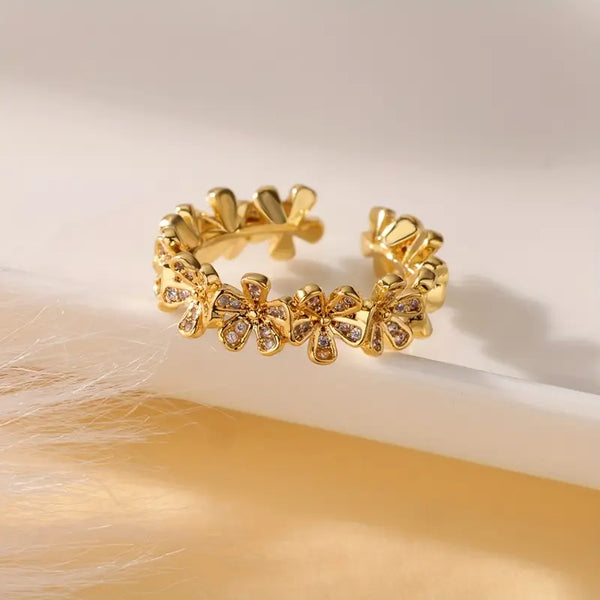 Golden Flower Daisy ring