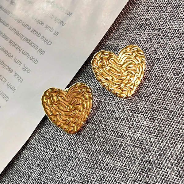 Anti tarnish two heart earrings