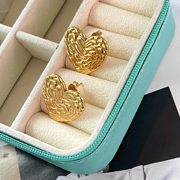 Anti tarnish two heart earrings