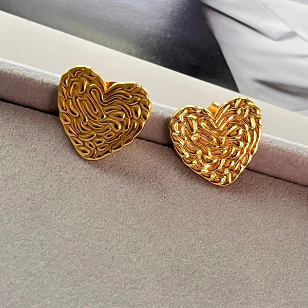 Anti tarnish two heart earrings