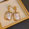 Gold-Plated Square Drop Earrings