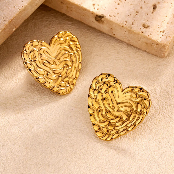 Anti tarnish two heart earrings