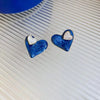 Double Heart Blue Stud Earring