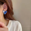 Double Heart Blue Stud Earring