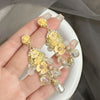 Yellow shade Pearl earrings