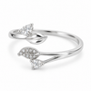 S925 Silver Crystal Leaf Wrap Adjustable Ring