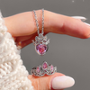 Love Pink Crown Necklace, Ring Set