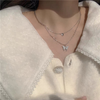 Silver Double Chain Butterfly Necklace