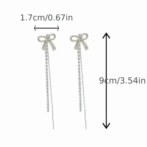 Rhinestone chain bow earrings