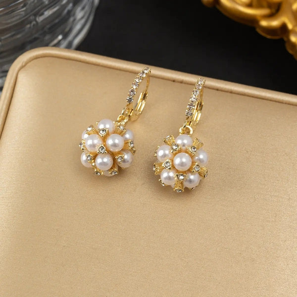 Gold Plated Disco Pearl Hoop Earring