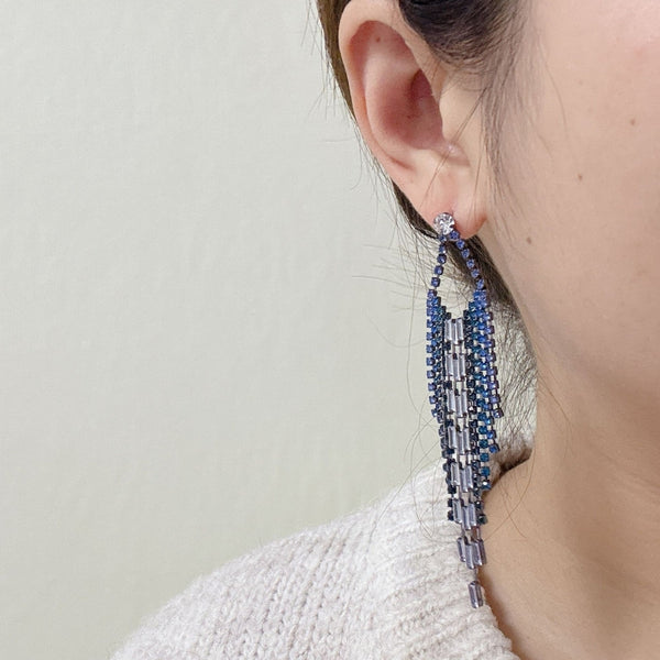 long tassel blue women earring