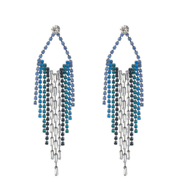 long tassel blue women earring