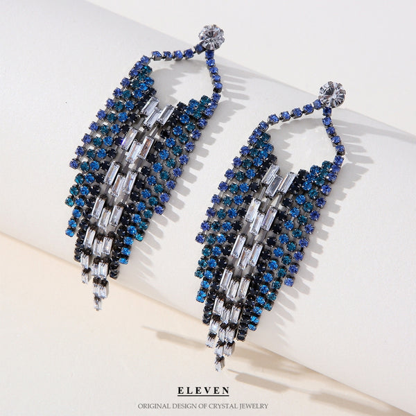 long tassel blue women earring