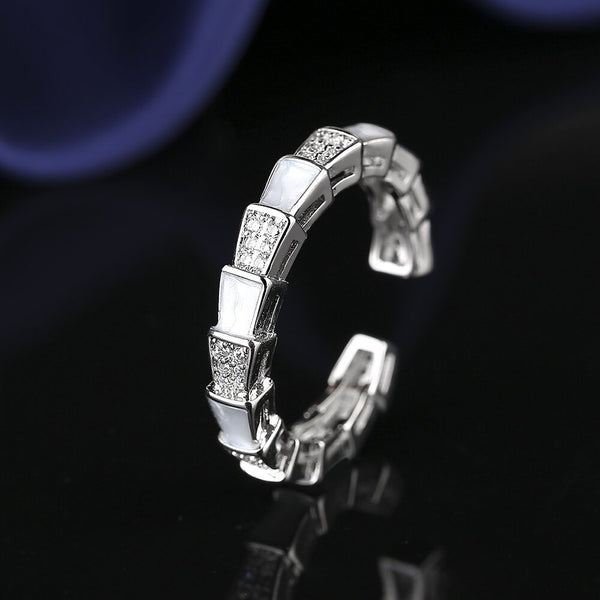 Simple Silver Color Zircon Stone Rings