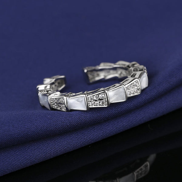 Simple Silver Color Zircon Stone Rings