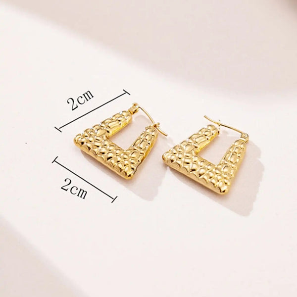 Anti tarnish Gold-Plated Triangular Hoop Earrings