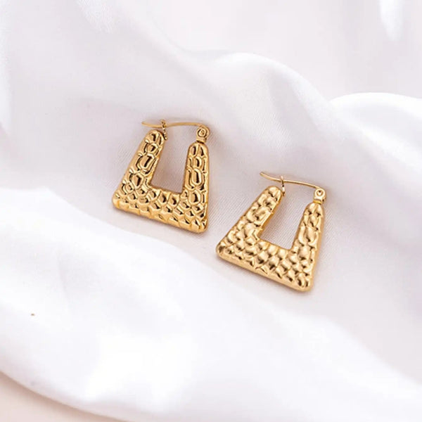 Anti tarnish Gold-Plated Triangular Hoop Earrings