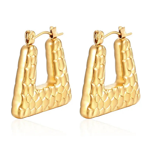 Anti tarnish Gold-Plated Triangular Hoop Earrings