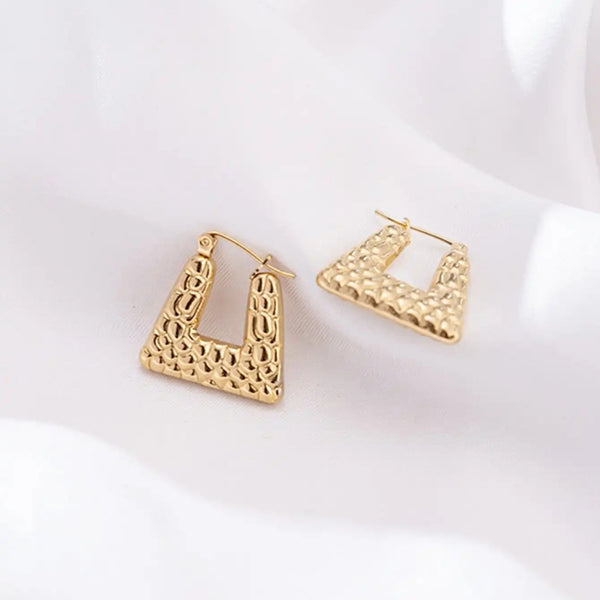 Anti tarnish Gold-Plated Triangular Hoop Earrings