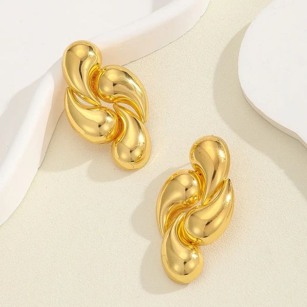 Anti tarnish golden water drops earrings
