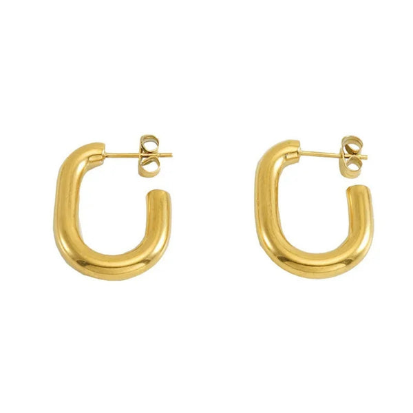 Anti tarnish simple Rectangular Hoop Earrings