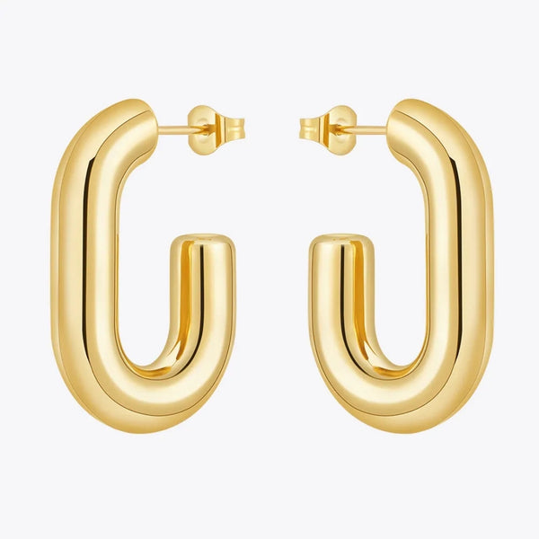 Anti tarnish simple Rectangular Hoop Earrings