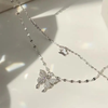 Silver Double Chain Butterfly Necklace