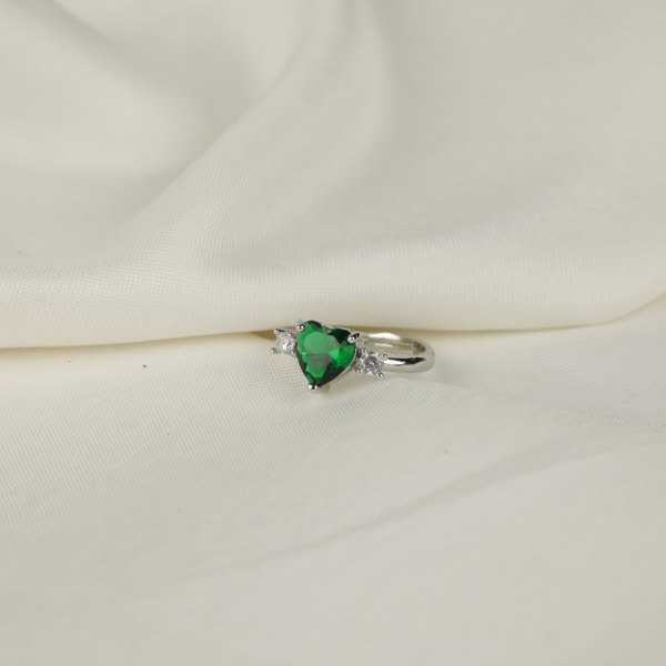 Emerald Green Stone Silver Ring