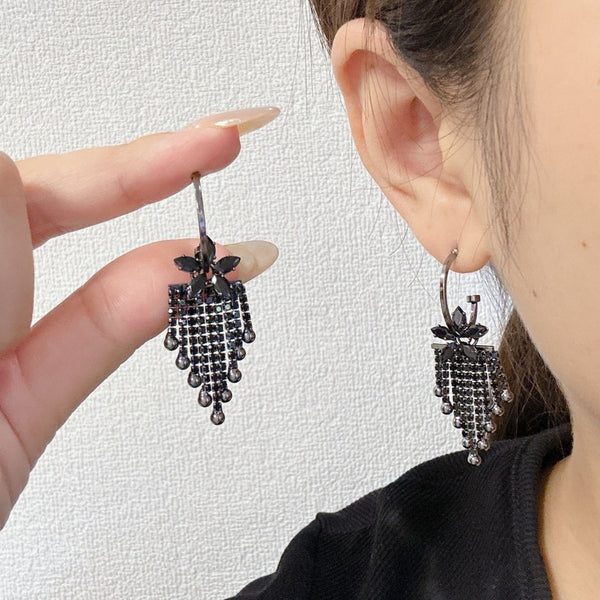 Little Black Leaf long Earring