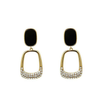 Black Geometric Square Earrings