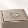 S925 Silver Crystal Leaf Wrap Adjustable Ring
