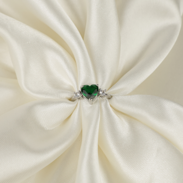 Emerald Green Stone Silver Ring