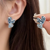 Blue heart studs earrings