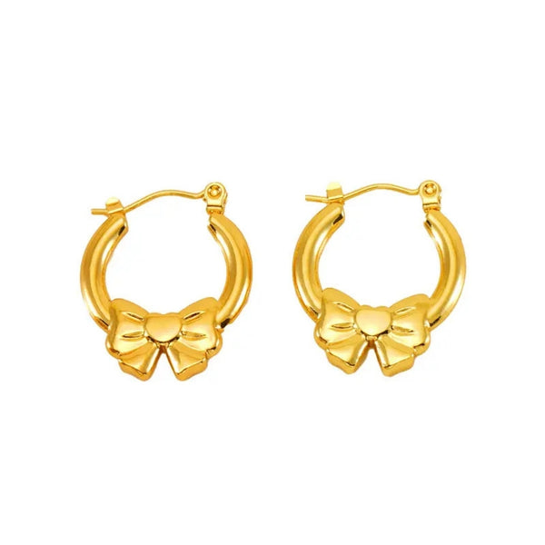 Anti Tarnish Small stylish Bow Hoops Earrings