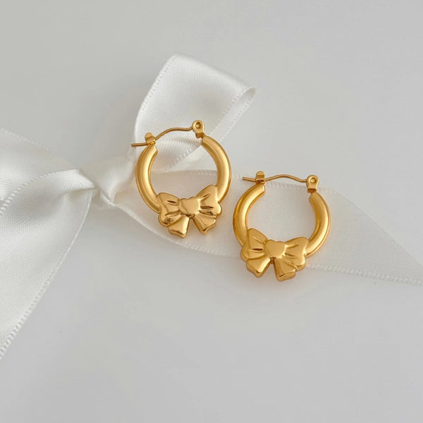 Anti Tarnish Small stylish Bow Hoops Earrings