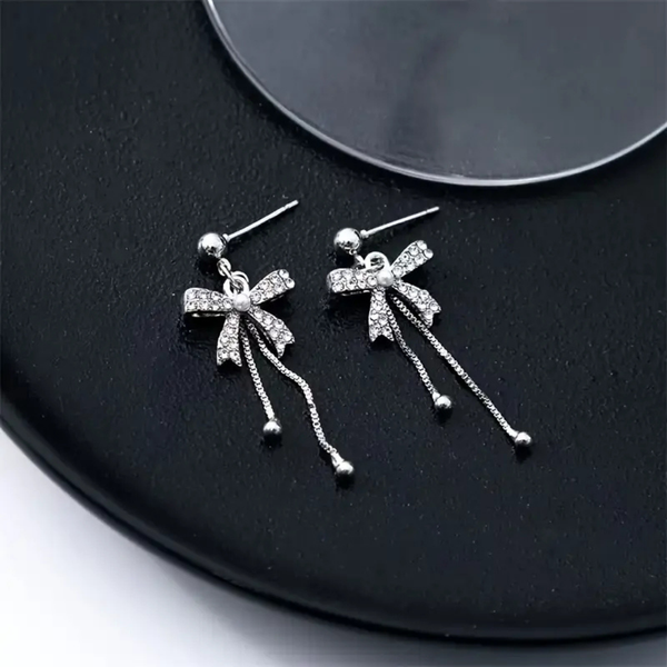 White Bow Ribbon earrings