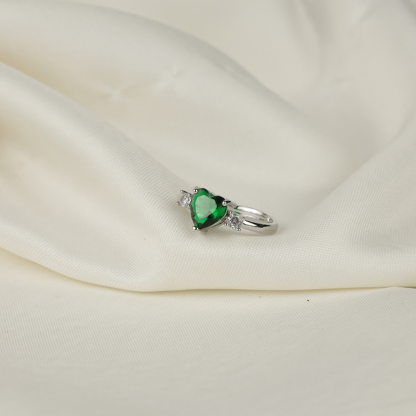 Emerald Green Stone Silver Ring