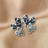 Blue heart studs earrings