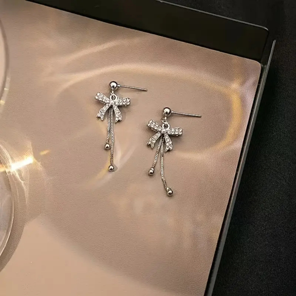 White Bow Ribbon earrings