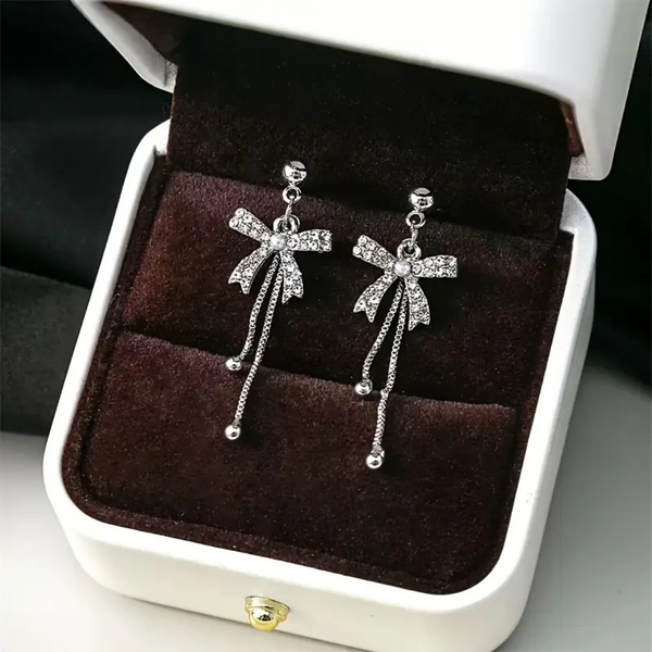 White Bow Ribbon earrings
