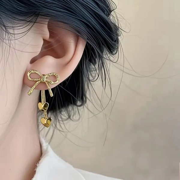 Crystal Bow Anti Tarnish Drop Earrings