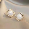 Gold Pearl Square Stud Earrings
