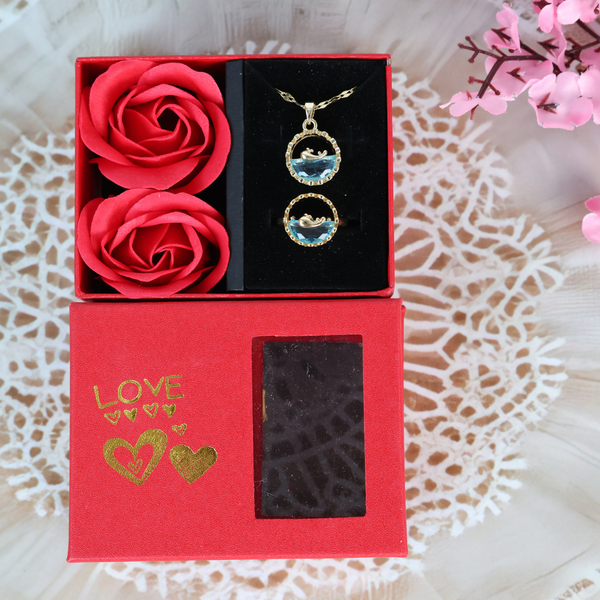 Love Blue Whale Pendant Necklace, Ring set
