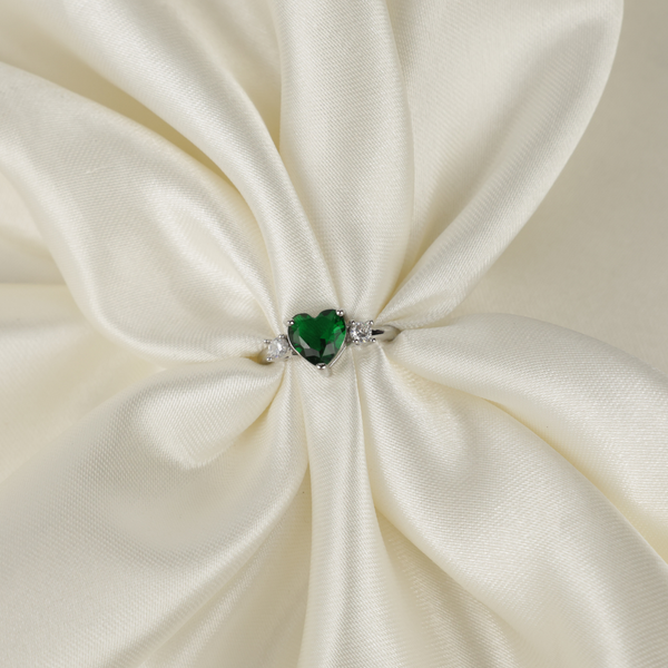 Emerald Green Stone Silver Ring