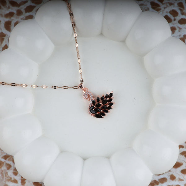 Shiny Crystal Swan Black Necklace