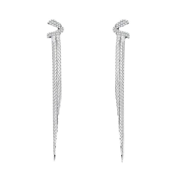 Long Tassel Crystal Drop Earrings