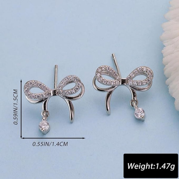 Rhinestone bow stud earrings