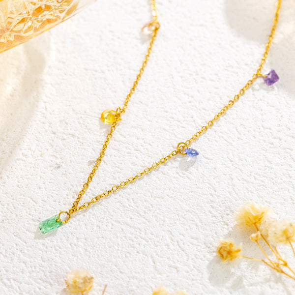 Gold Plated Multicolor Zirconia Necklace