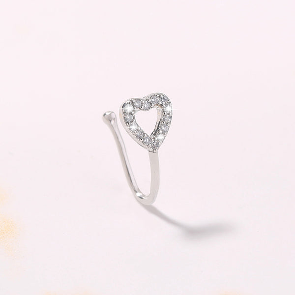Fake nose Piercing silver heart