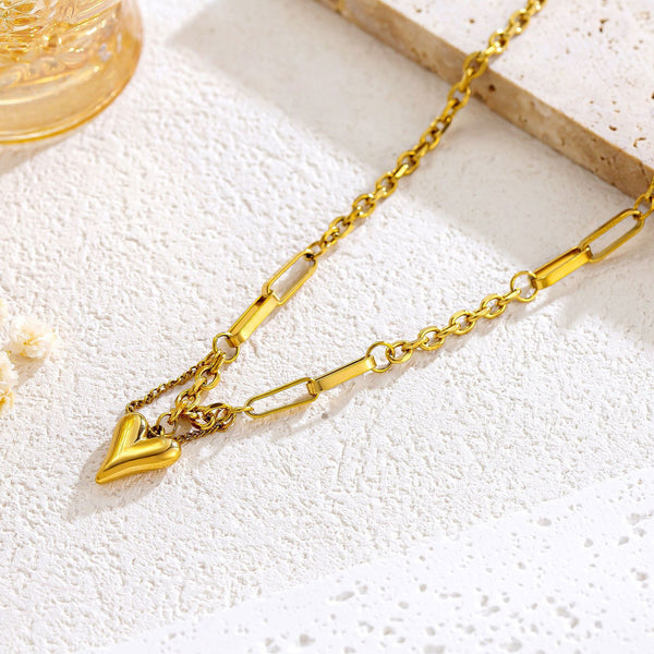 Gold Plated Heart Love Chain Necklace